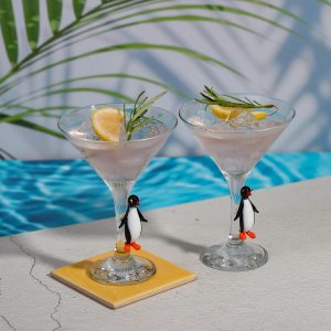 Penguin Decor Martini glasses, animal glassware
