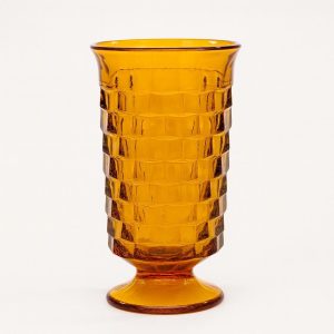 Indiana Glassware Amber Orange Whitehall Cubist Cooler